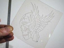 vtg 1960s Tattoo Flash acetate stencil Eagle with Skull signed EA1