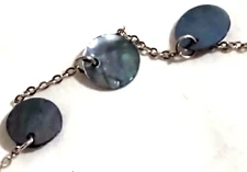 ~ Necklace ABALONE Shell Discs 1960's MCM 16" Mother of Pearl MOP Vintage