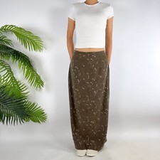 Vintage 90s Olive Green Floral Cottagecore Boho Prairie Fairy Maxi Skirt / 11