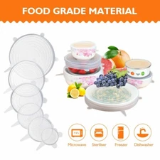 6pcs Reusable Silicone Stretch Lids Kitchen food Storage Wraps Cover 