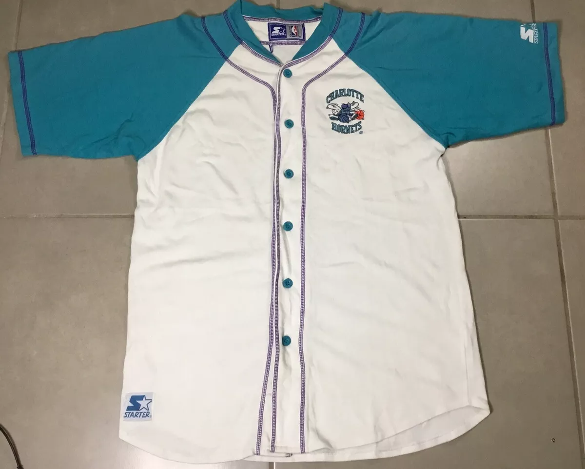 1990's CHARLOTTE HORNETS STARTER JERSEY L - Classic American Sports