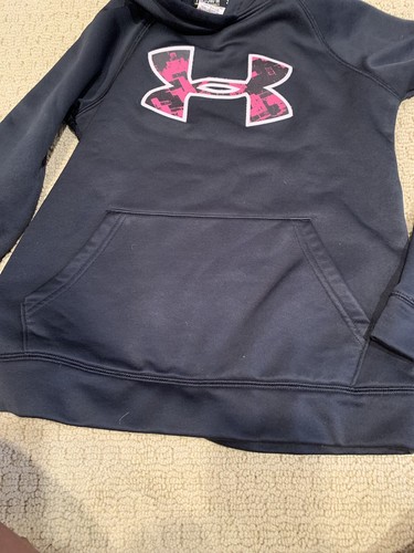 Girl’s Under amour Black Hooded Sweatshirt - Size Youth Medium - Picture 2 of 5