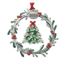 Picture Frame Ornament Removable Date Circle Large Mistletoe Berry Gift DIY 2.5"