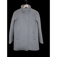 J.Crew Gray Wool Blend Overcoat High Collar Long Sleeves Front Pockets Womens S