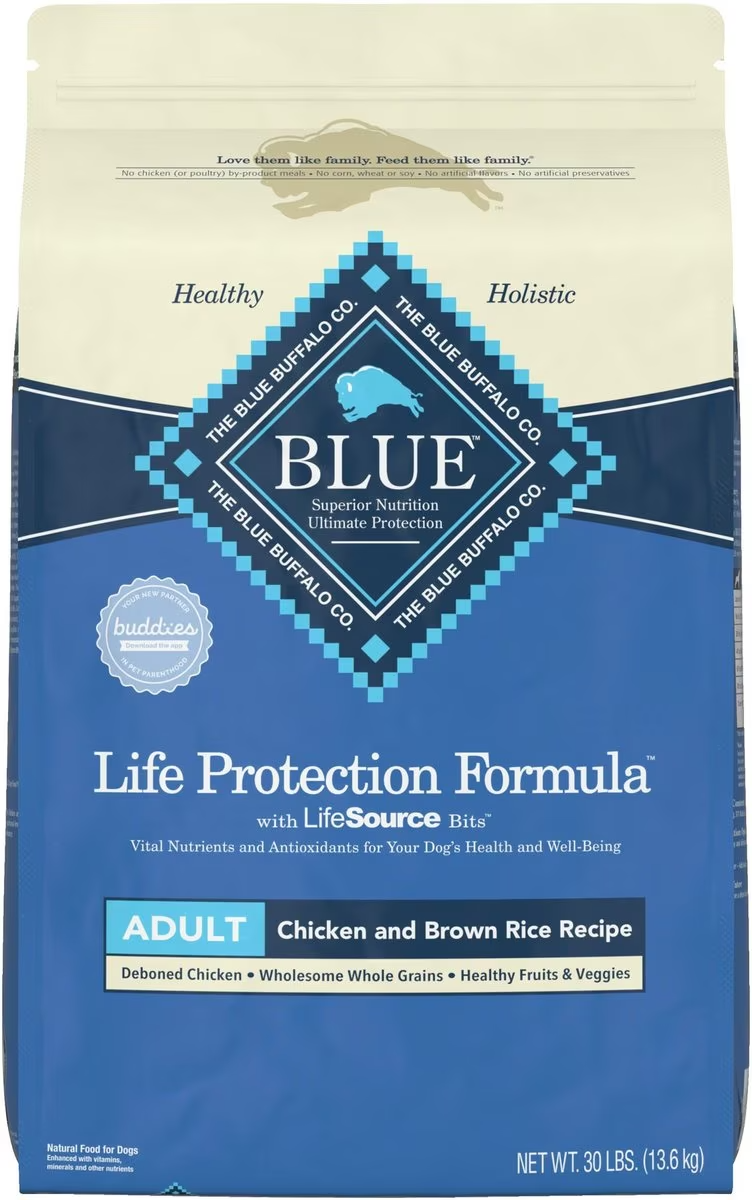 Blue Buffalo Life Adult Chicken & Brown Rice Recipe Dry Dog Food, 30-lb bag