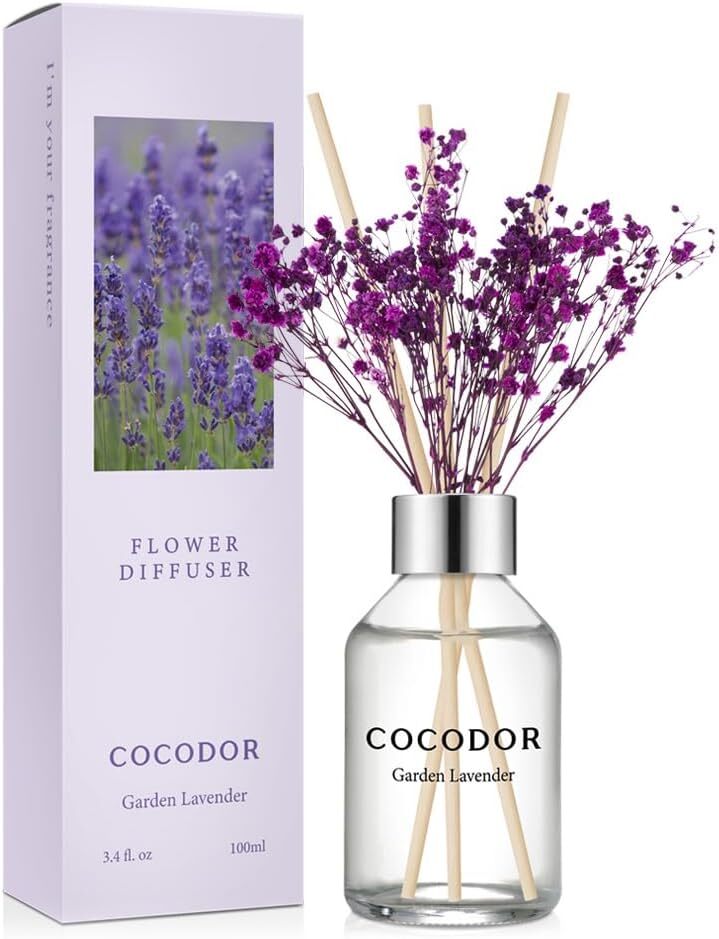 COCODOR Garden Flower Reed Diffuser Set 3.4oz Purple Aromatherapy-image