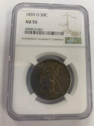1859 O Seated Liberty Half Dollar ~ NGC AU55 ~ Freshly Graded
