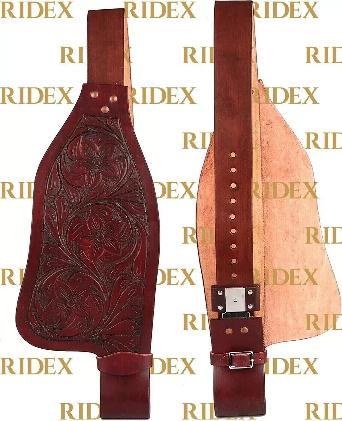 Western Leather Horse Saddle Fender Pair Hand Tooling Replac