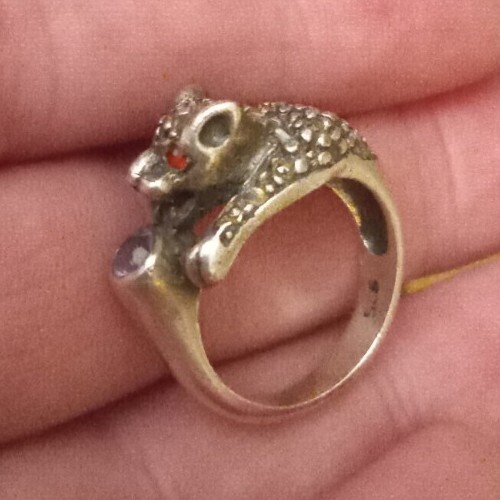 Vintage Solid Sterling Silver,Ruby, Marcasite & A… - image 1