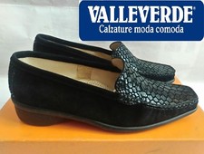 VALLEVERDE MOCCASIN SHOE WOMEN'S INSOLE SUEDE COL. BLACK ITALY N 35 NEW
