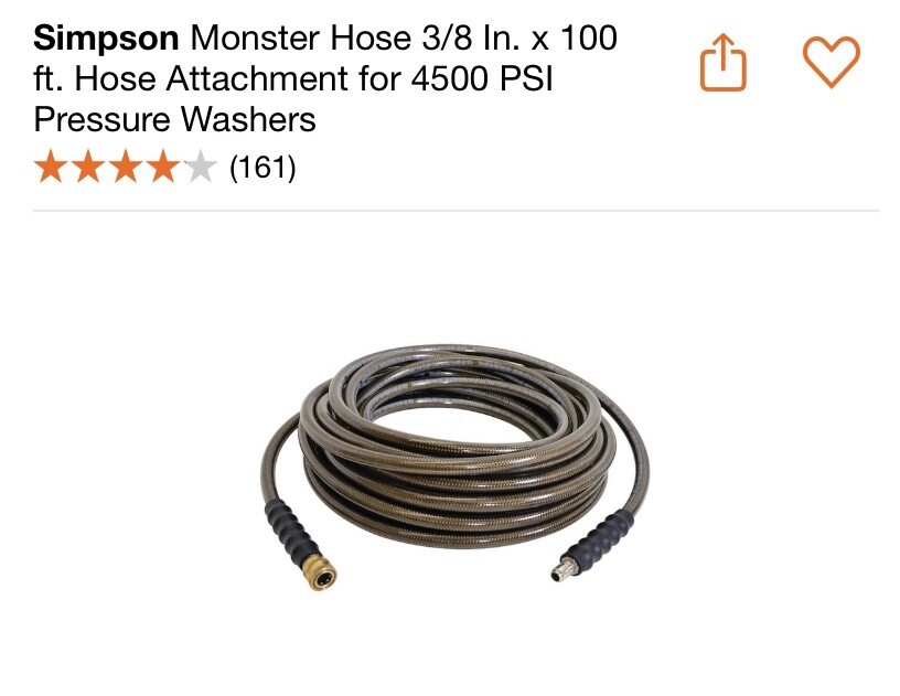 Monster Hose 3/8” x 100 4500 PSI Cold 