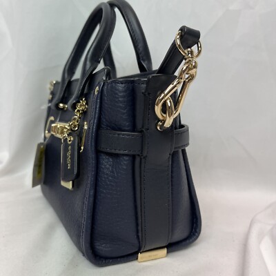 NWT COACH SWAGGER 20 IN PEBBLE LEATHER 36235 Navy | eBay