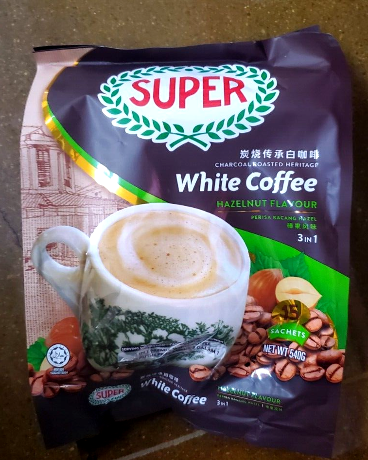 2 PACK SUPER CHARCOAL ROASTED WHITE COFFEE HAZELNUT FLAVOUR (15