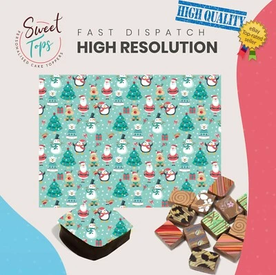 SWEET TOPS Chocolate Transfer Sheet (Santa | Reindeer) Edible for Decorations A4 Size