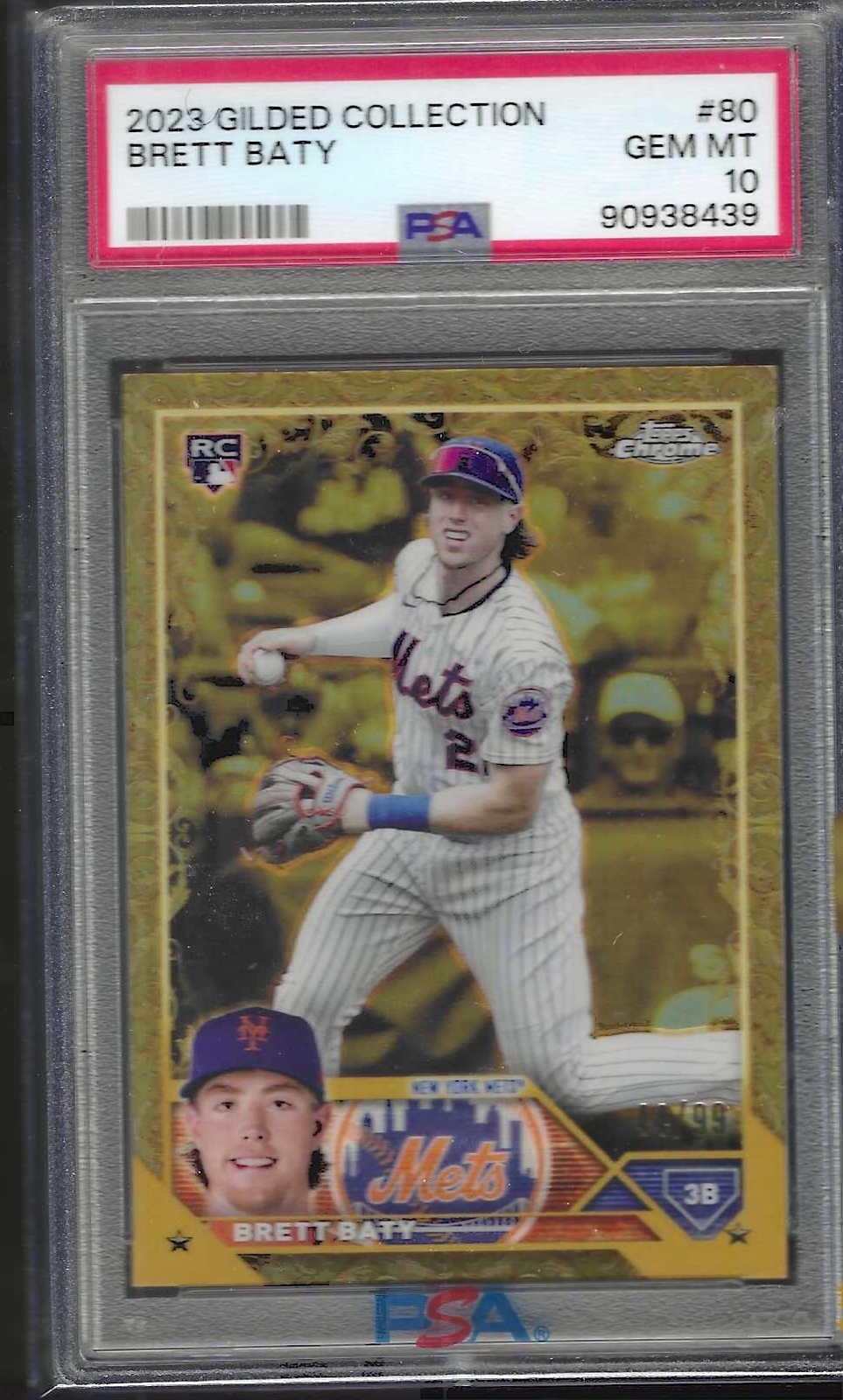 BRETT BATY 2023 TOPPS GILDED COLLECTION ROOKIE RC #D 44/99 PSA 10 GEM MINT POP 9