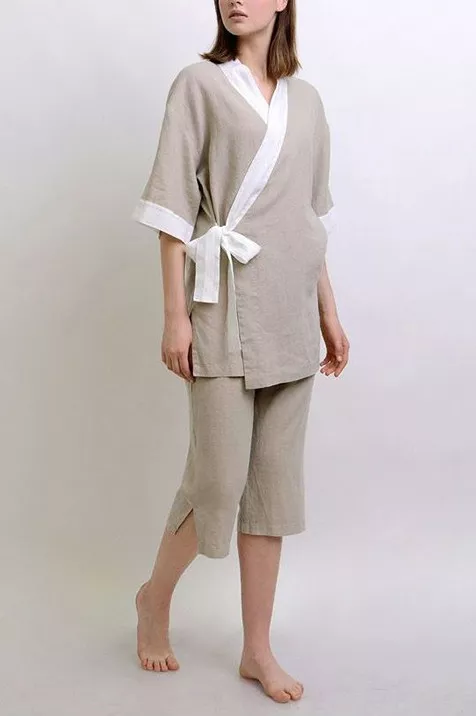 Linen Women Sleepwear Pajamas Natural Flax Kimono Handmade | eBay