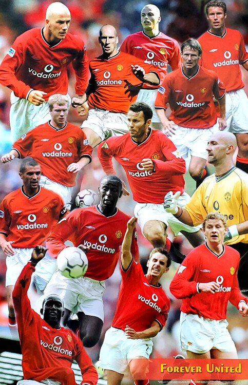 Manchester United UNITED FOREVER 2001 EPL Football Vintage 23x33