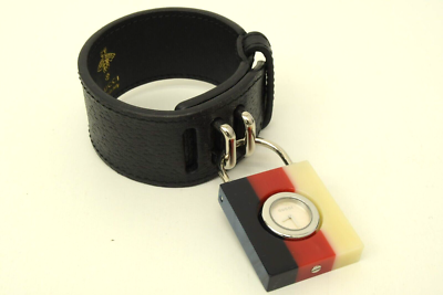 authentic GUCCI Leather Cuff BRACELET watch Gucci Watch Band 6600L Ladies Purple | Replacement Strap  main image 4
