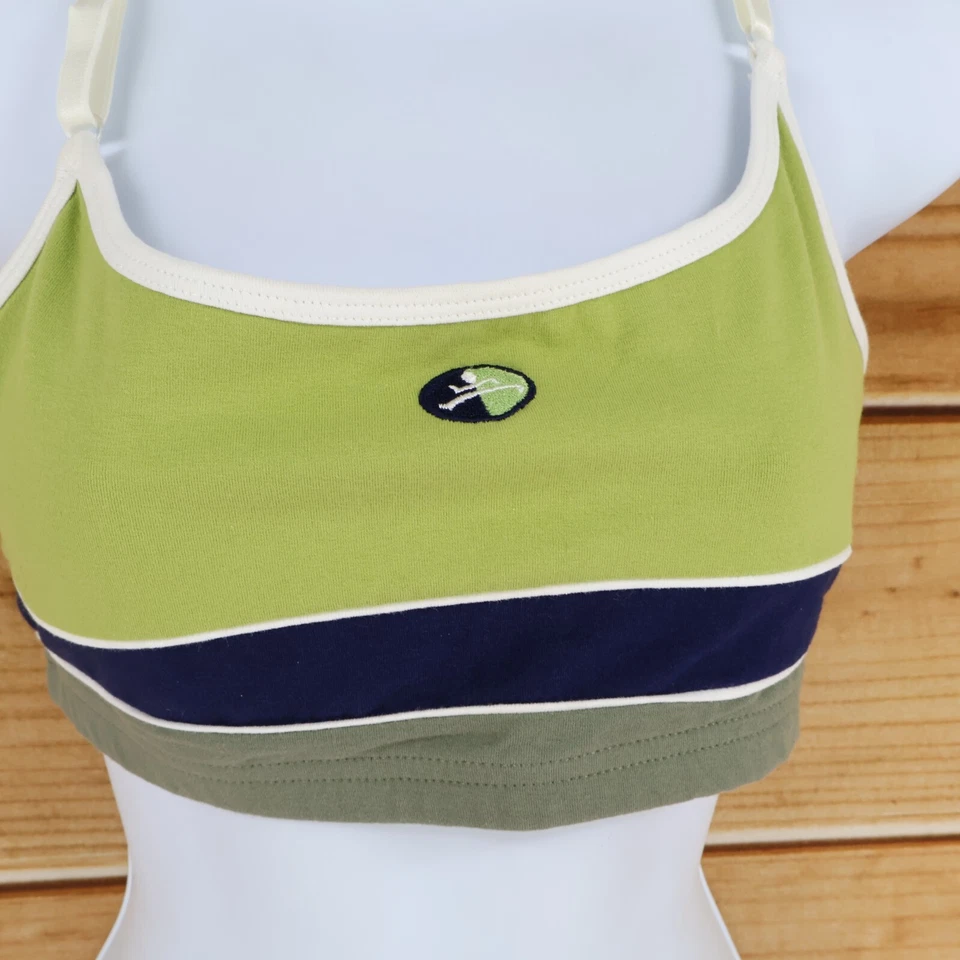 Hanes Sport Racerback Sports Bra Womens Size XL Green Striped Adjustable Straps - Image 4 of 4