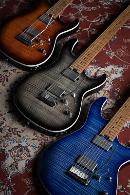 Cort G290 FAT II Bright Blue Burst HH Stratocaster Strat Flamed