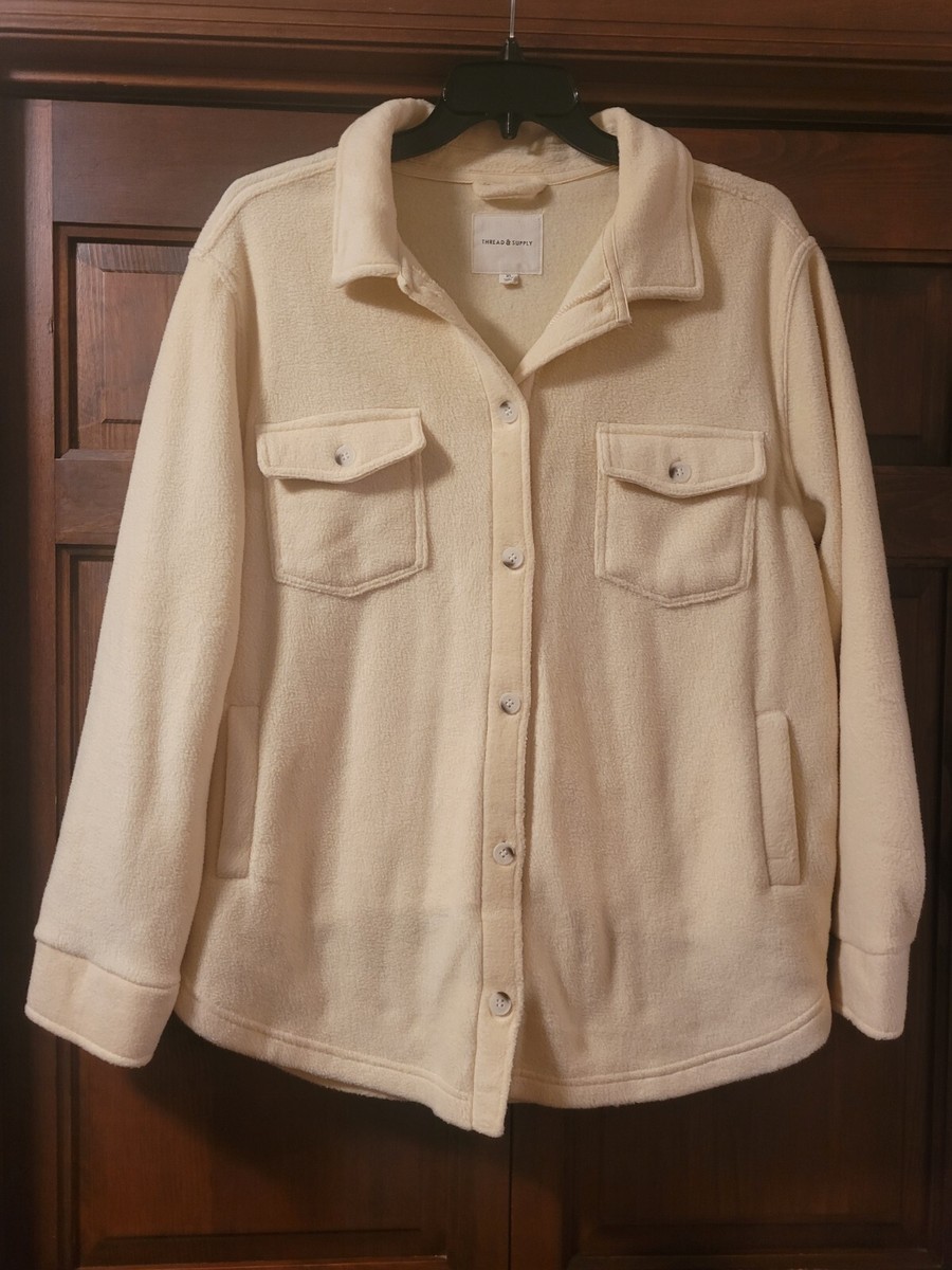 Thread Supply Women's XL Loose Oversized Cream Fleece Shacket