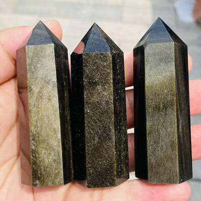Wholesale Lot 1 Lb Natural Gold Obsidian Obelisk Tower Crystal Healing Reiki