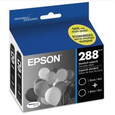  2 BOXES EPSON 288 DURABrite Ultra Ink Standard Capacity Black Dual Pack