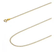 Wellingsale 14k Yellow Gold Solid 1.5mm Mariner Chain Necklace