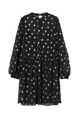 princess polly baby blue dress H&M WOMEN'S BROWN w/ POLKA DOTS LONG SLEEVE BUTTON DOWN FRONT DRESS (14)  (NWT)