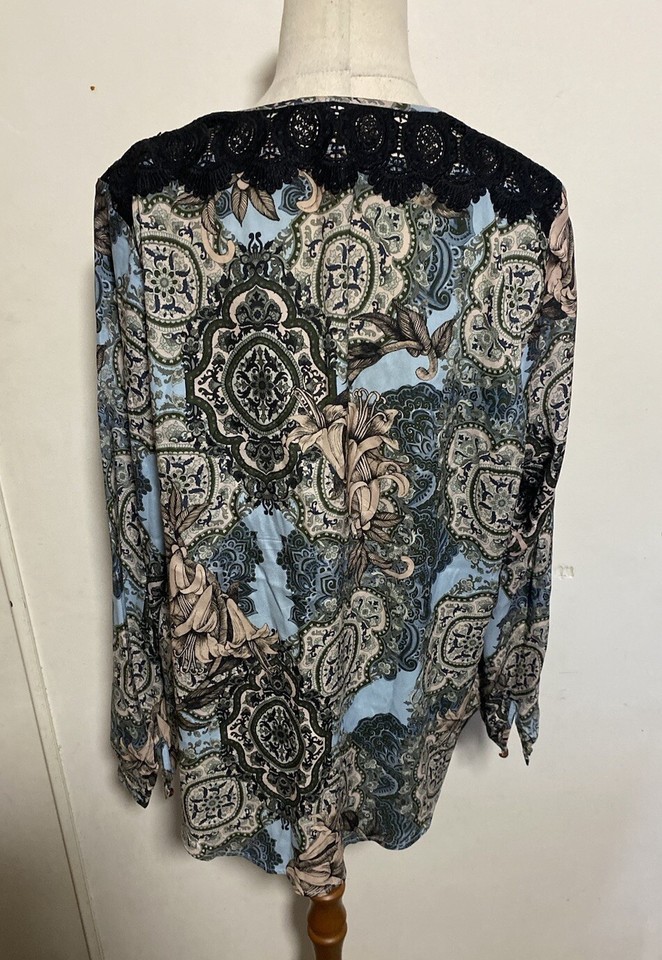 LOOBIE’S STORY Silk floral Blouse Size 14 eBay