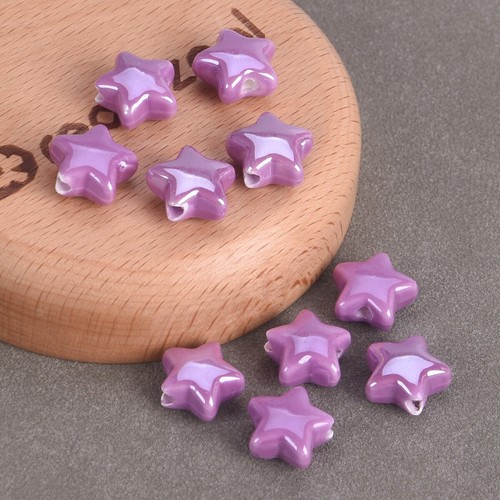 10pcs Star Shape 14mm Glossy Shiny Handmade Ceramci Porcelain Loose Beads - Picture 11 of 21