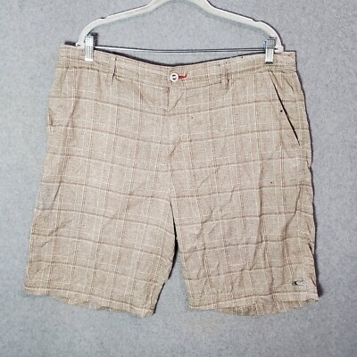 O'Neill Men Shorts 38 Beige Plaid Hybrid Chino Surf Logo Pockets READ