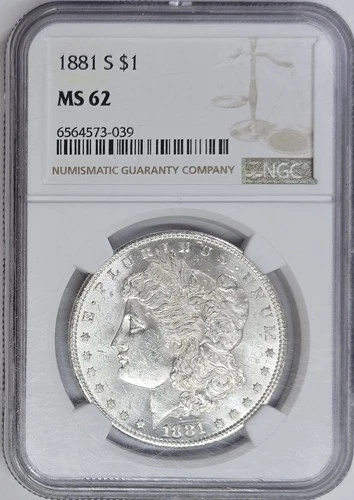 1881 S Morgan Silver Dollar NGC MS 62