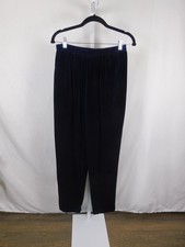 Alfred Dunner Pants Womens 12 Navy Blue Velour Pull On Elastic Waist Stretch