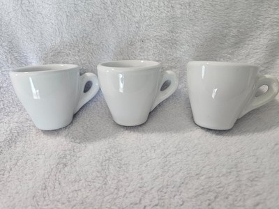 (Set of 3) Vintage Nuova Point Espresso Cups Mugs White Italy Porcelain 2.5''