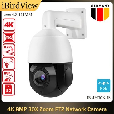 8MP IP POE 30X Zoom PTZ Geschwindigkeit Dome Kamera 2 Weg Audio Auto Tracking