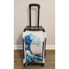 Zuca Sport Rolling Bag Black Frame Great Wave Insert Flashing Wheels Luggage Tag