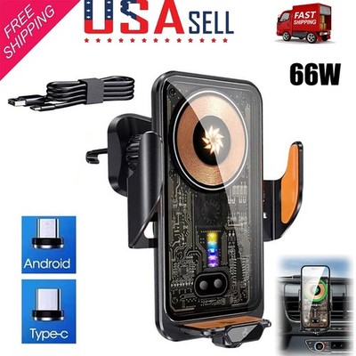 66W Fast Wireless Car Charger Automatic Clamping Mount Air Vent Phone Holder US