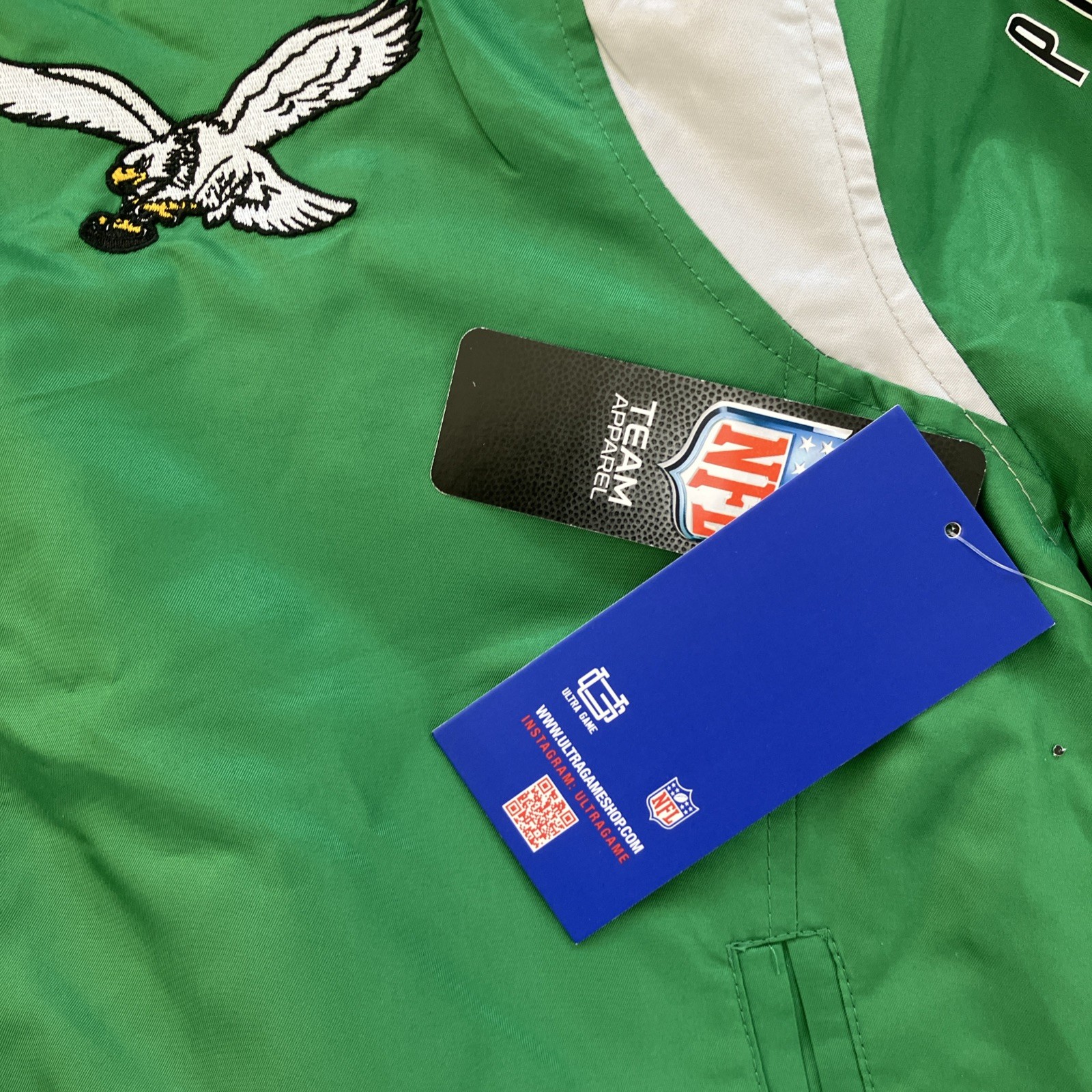 NWT Men’s NFL Philadelphia Eagles Kelly Green Satin Jacket Size XL