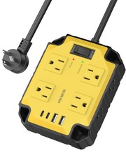 8-Outlets Heavy Duty Power Strip with 4 USB Ports 2 USB-C , Industrial Yellow