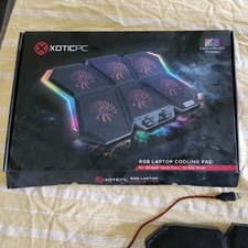 Laptop Cooling Pad 6 Quiet Fans RGB Lights for 12-17" Adjustable Stand USB Ports