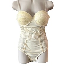 Yellow Lace Underwire Bodysuit Teddy Padded Cups Cutout Back Medium