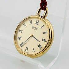Seiko Pocket Watch 1400-0800 Quartz Gold Tone Unisex 27mm Battery Replaced