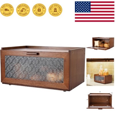 Stylish Vintage Bread Storage Box in Bamboo with Rubber Feet, 15.5L Capacity