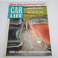 Car Life Magazine August 1964 Issue Cobra Corvette Review 65 Sneak Peek Racing