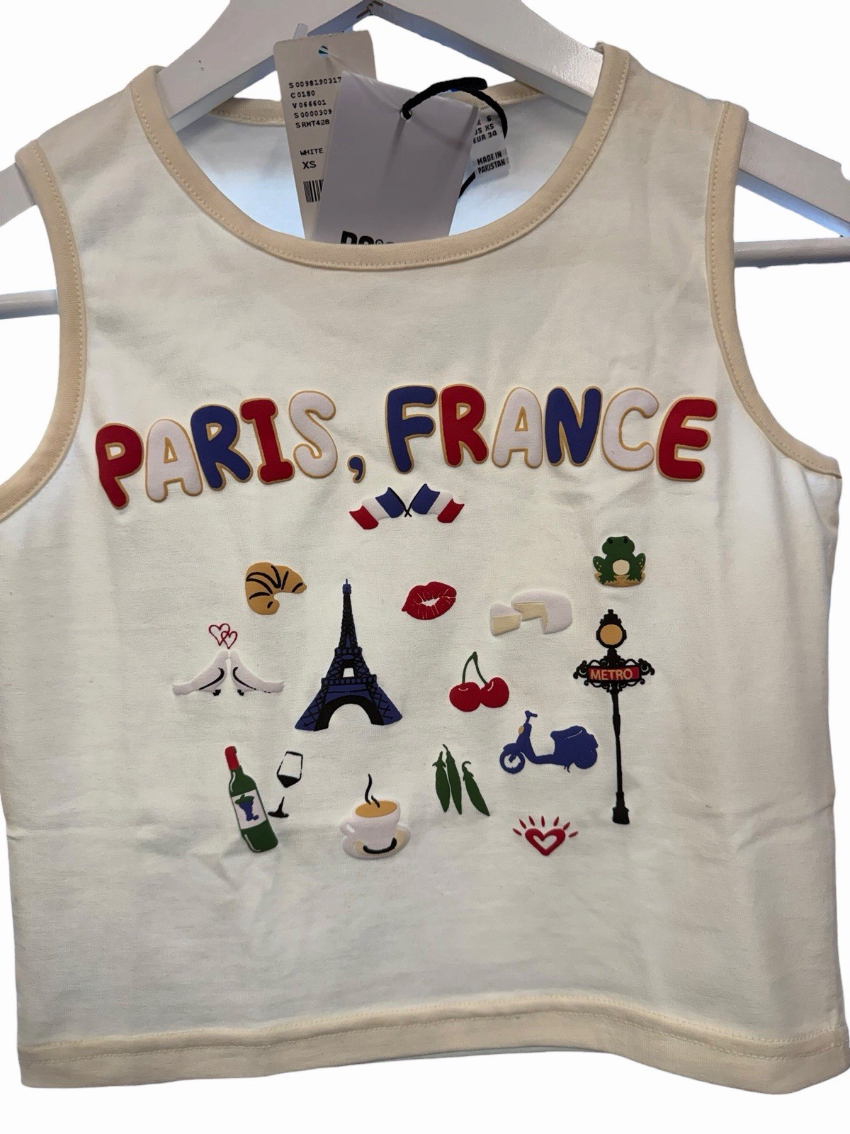 Urban Outfitters Daisy Street Vest Top Crop Paris France RRP £19 XS 6 Graphic image 2