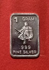Fine Silver Art Bar With Fighting Knight Image! 1 Gram .999 Pure Silver!
