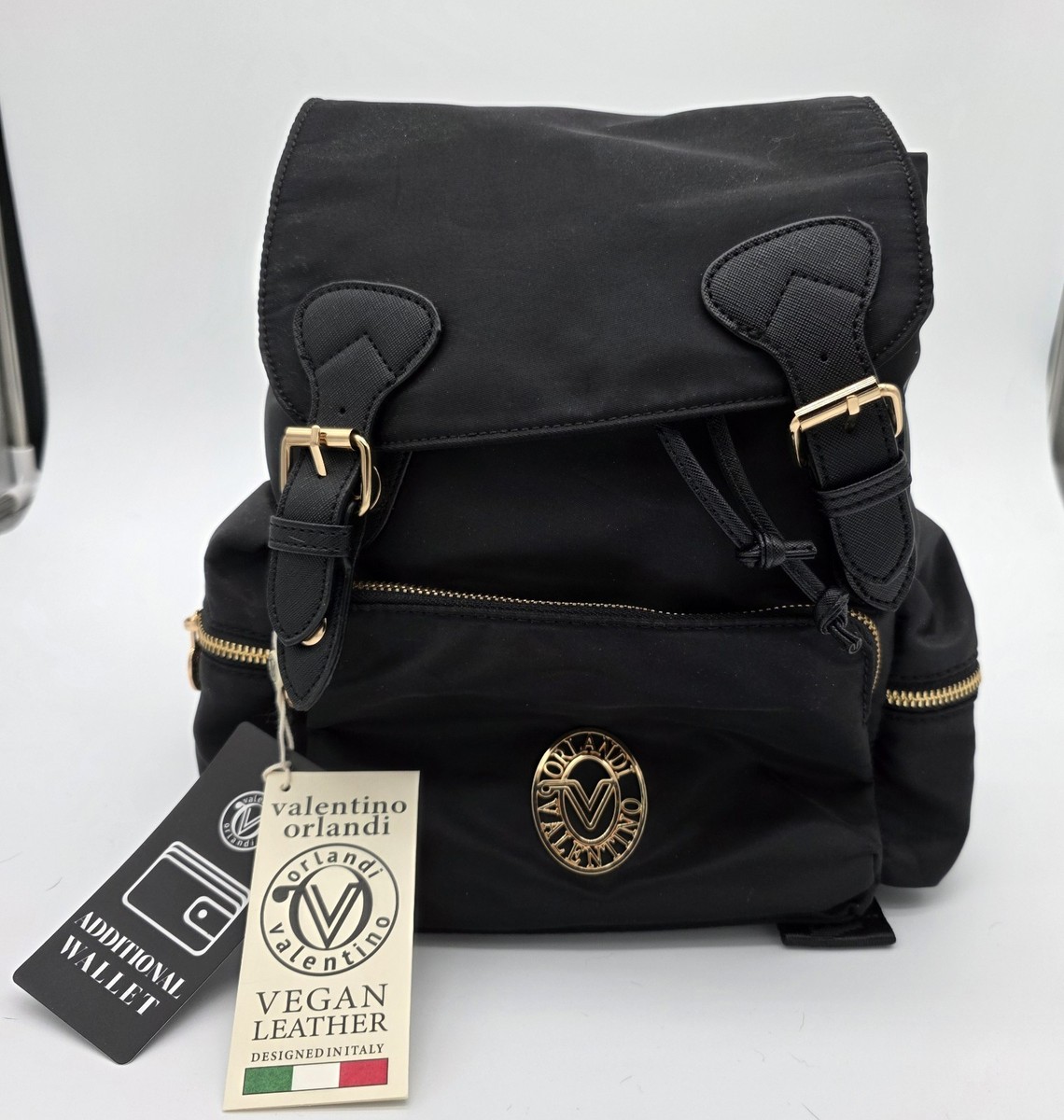 Valentino Orlandi Black Nylon Backpack Valentino Orlandi Small Nylon Backpack with Additional  main image 4