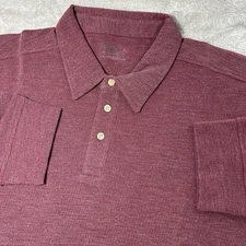 New UNTUCKit Dao Polo Shirt 2XL Maroon Long Sleeve Cotton Poly Blend Casual