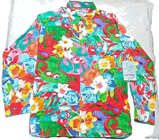 Vintage JAMS World Men's Edition Aloha Rayon Shirt Floral Medium Long Sleeve